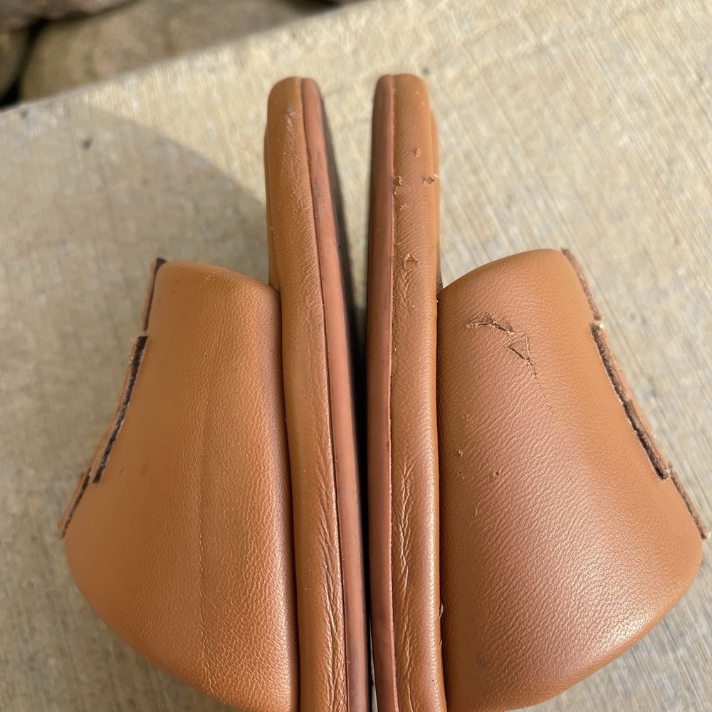 Tory Burch Double T Sport Slide Women 9.5 Leather Nappa Bourbon Miele Sandals** - Picture 9 of 10